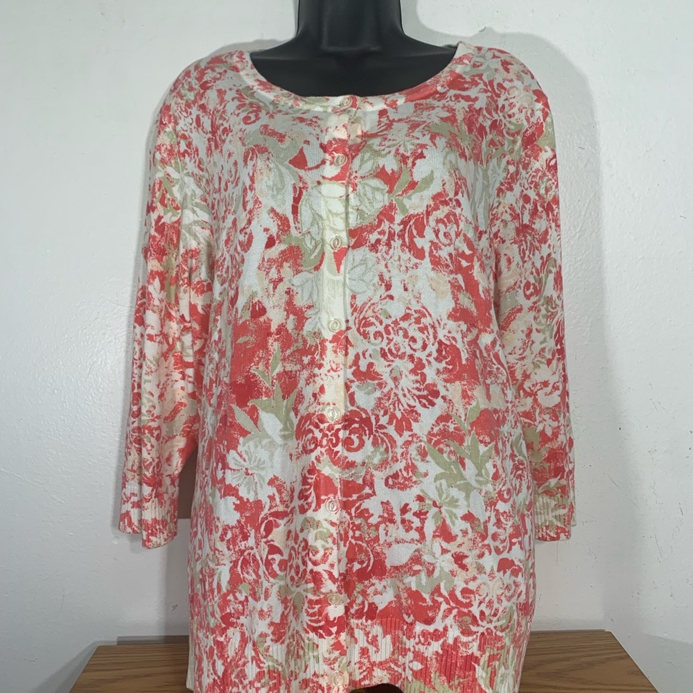 Christopher & Banks Abstract Print Cardigan Sweater XL